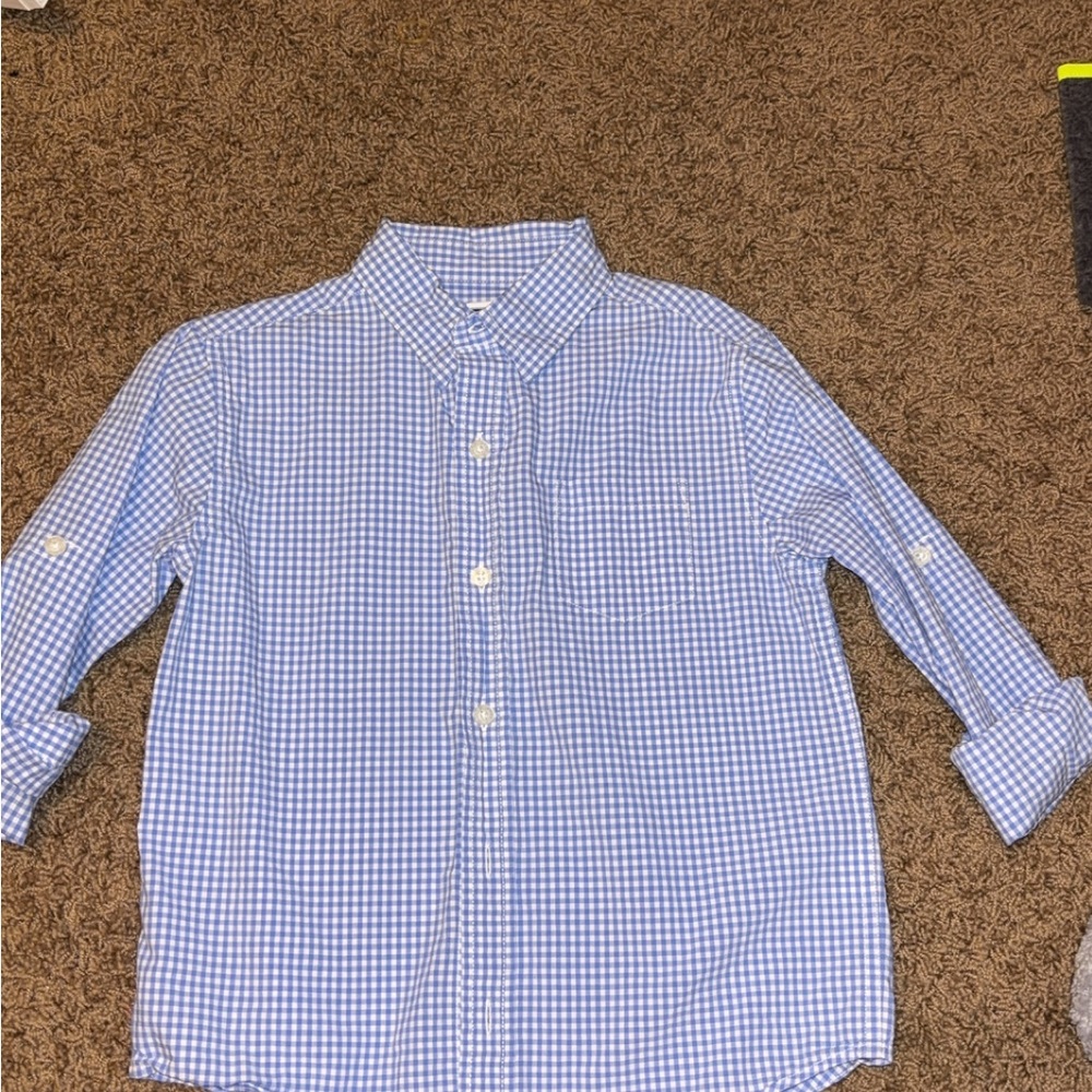 Janie and Jack Blue Gingham Button Down Shirt